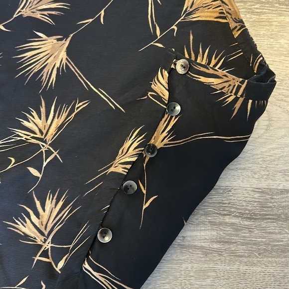 Vintage Ann Taylor Black & Tan Abstract Botanical Flowy High Waist Maxi Skirt - Picture 3 of 7